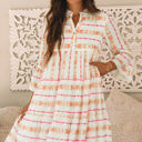 Orange XL Winnie Bracelet Sleeve Slit Neck Ruffled Loose Dress