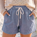 Blue Stripe XL Winnie Elastic Waist Casual Shorts