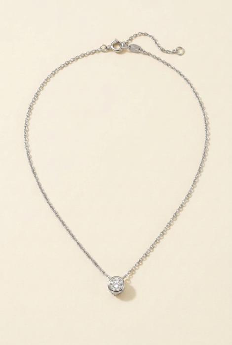 Wren Round Cz Bezel Pendant Necklace - Silver