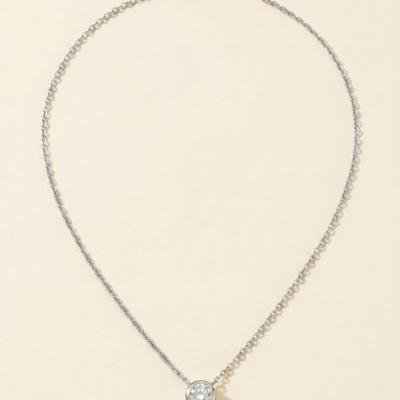 Wren Round Cz Bezel Pendant Necklace - Silver