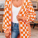  Wrenley Checkered Open Front Drop Shoulder Cardigan