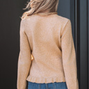  Yamileth Oatmeal Ruffle Trim Sweater