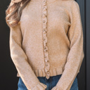  Yamileth Oatmeal Ruffle Trim Sweater