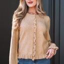 Oatmeal XL Yamileth Oatmeal Ruffle Trim Sweater