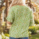  Yusra FloralRuffle Sleeve V Neck Blouse