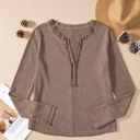  Zahra Waffle Knit Neckline Long Sleeve Top