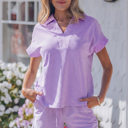 Purple Stripe Large Zara Dolman Sleeve Polo Shirt Set