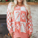 Pink Large Zaralana Shoulder Tunic Loose Sweater