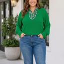 Green 3X Zaria Puff Sleeve PLUS Blouse