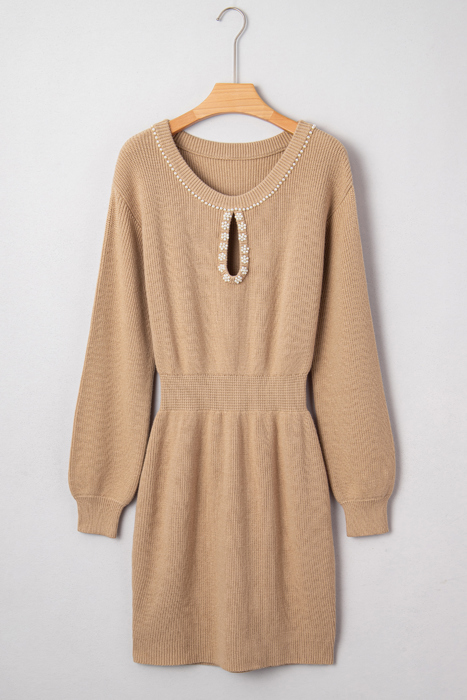 Zariah Embellished Keyhole Ribbed Sweater