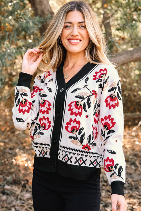 Zariah Print Short Cardigan Sweater
