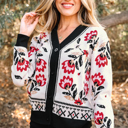Black XL Zariah Print Short Cardigan Sweater