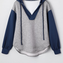 Light Grey XL Zariyah Block Patchwork Drawstring Hoodie