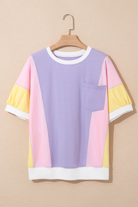 Zoe Patchwork Half Sleeve Oversized Top