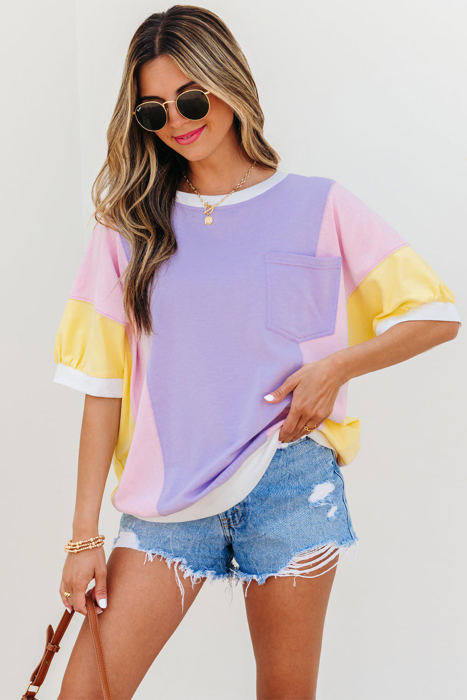 Zoe Patchwork Half Sleeve Oversized Top