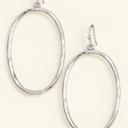 Silver Zoey Hammered Metallic Oval Dangle Earrings