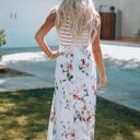  Zora Striped Floral Sleeveless Maxi Dress with Pocket