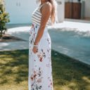  Zora Striped Floral Sleeveless Maxi Dress with Pocket