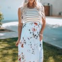  Zora Striped Floral Sleeveless Maxi Dress with Pocket