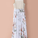  Zora Striped Floral Sleeveless Maxi Dress with Pocket