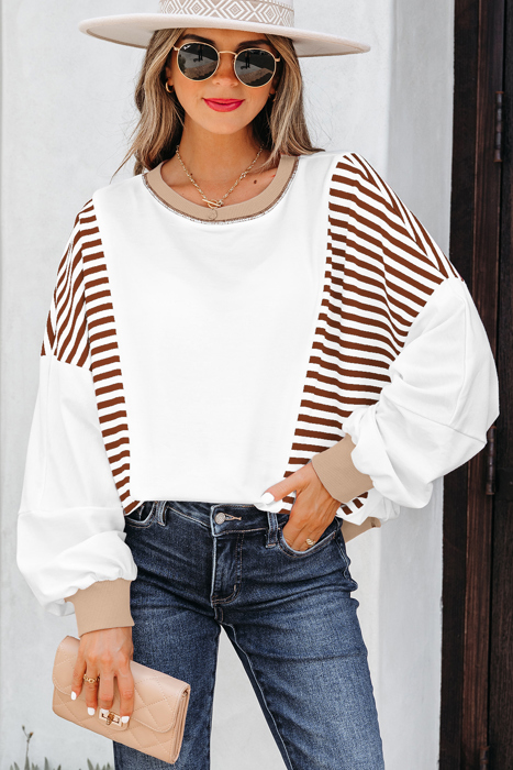 Zyla Contrast Stitching Oversize Sweatshirt