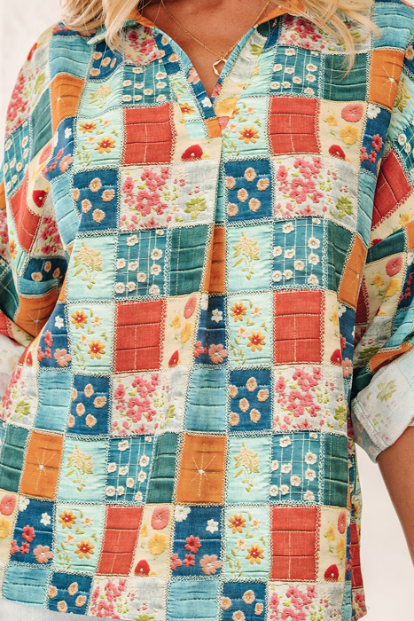Zyla Up Sleeve Shift Blouse