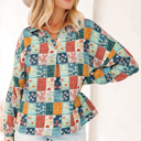 Sky Blue Medium Zyla Up Sleeve Shift Blouse