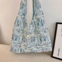Blue Lace Detail Tie Dye Slouchy Tote Bag