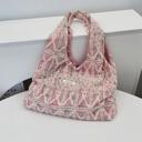 Pink Lace Detail Tie Dye Slouchy Tote Bag