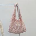 Pink Lace Detail Tie Dye Slouchy Tote Bag