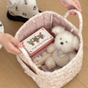 Pink Corduroy Floral Storage Tote