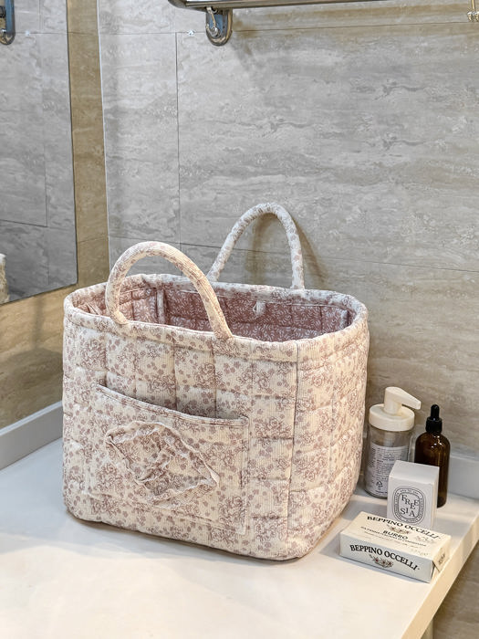 Corduroy Floral Storage Tote