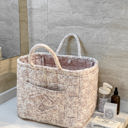 Pink Corduroy Floral Storage Tote