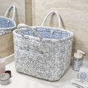 Blue Corduroy Floral Storage Tote