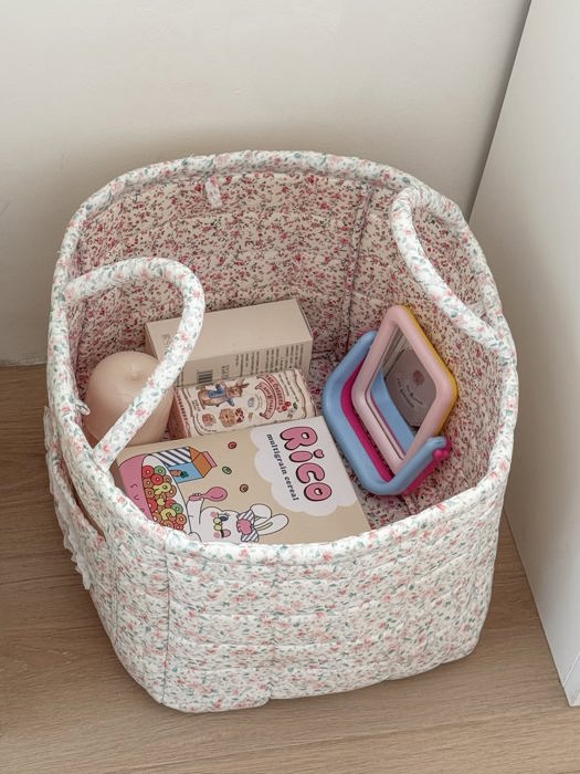 Pastel Quilted Floral Storage Tote