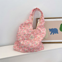 Pink Floral Bunny Textured Floral Tote Bag