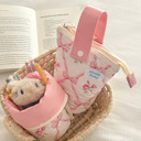 Pink Quilted Bow Floral Fold Down Pencil Bag