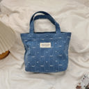  Coquette Bow Denim Tote Bag