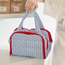  Quilted Heart Print Travel Cosmetic Organizer Bag