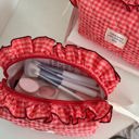  Gingham Ruffle Top Makeup Bag