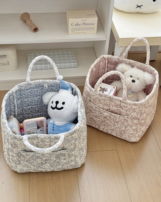 Corduroy Floral Storage Tote