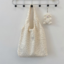 WhitePurple Textured Floral Tote Bag