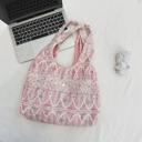  Lace Detail Tie Dye Slouchy Tote Bag