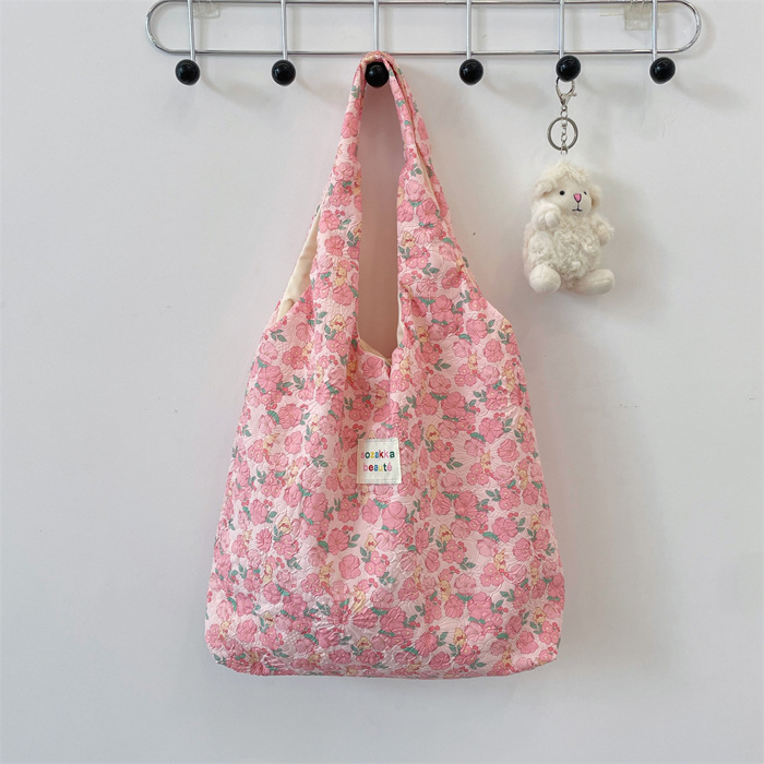 Textured Floral Tote Bag