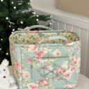 Green Quilted Floral Soft Side Storage Tote