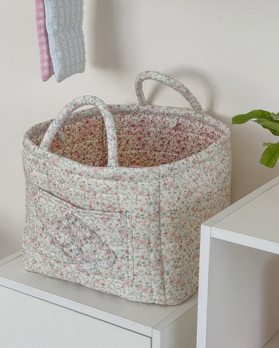 Pastel Quilted Floral Storage Tote