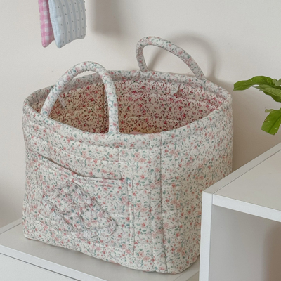 Pastel Quilted Floral Storage Tote