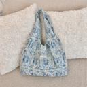 Blue Lace Detail Tie Dye Slouchy Tote Bag