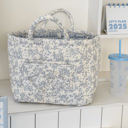 Blue Corduroy Floral Storage Tote