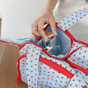  Quilted Heart Print Travel Cosmetic Organizer Bag